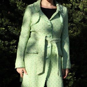 Beautiful Retro Green Tweed Trenchcoat